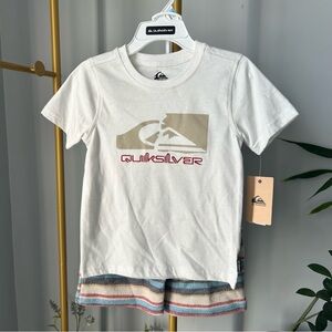 Quiksilver 2 piece set short sleeves t shirt and shorts for boys size 5 NEW